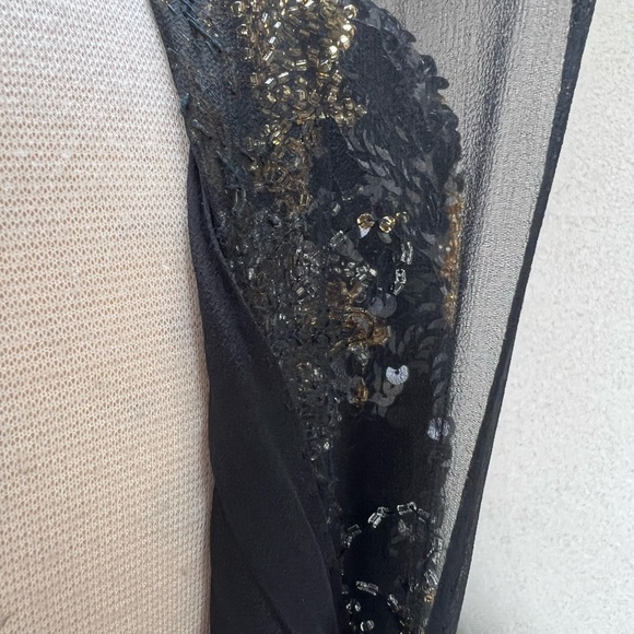 Vintage Sho Max gorgeous beaded sequins dress black bronze floral Sz M - Picture 12 of 12